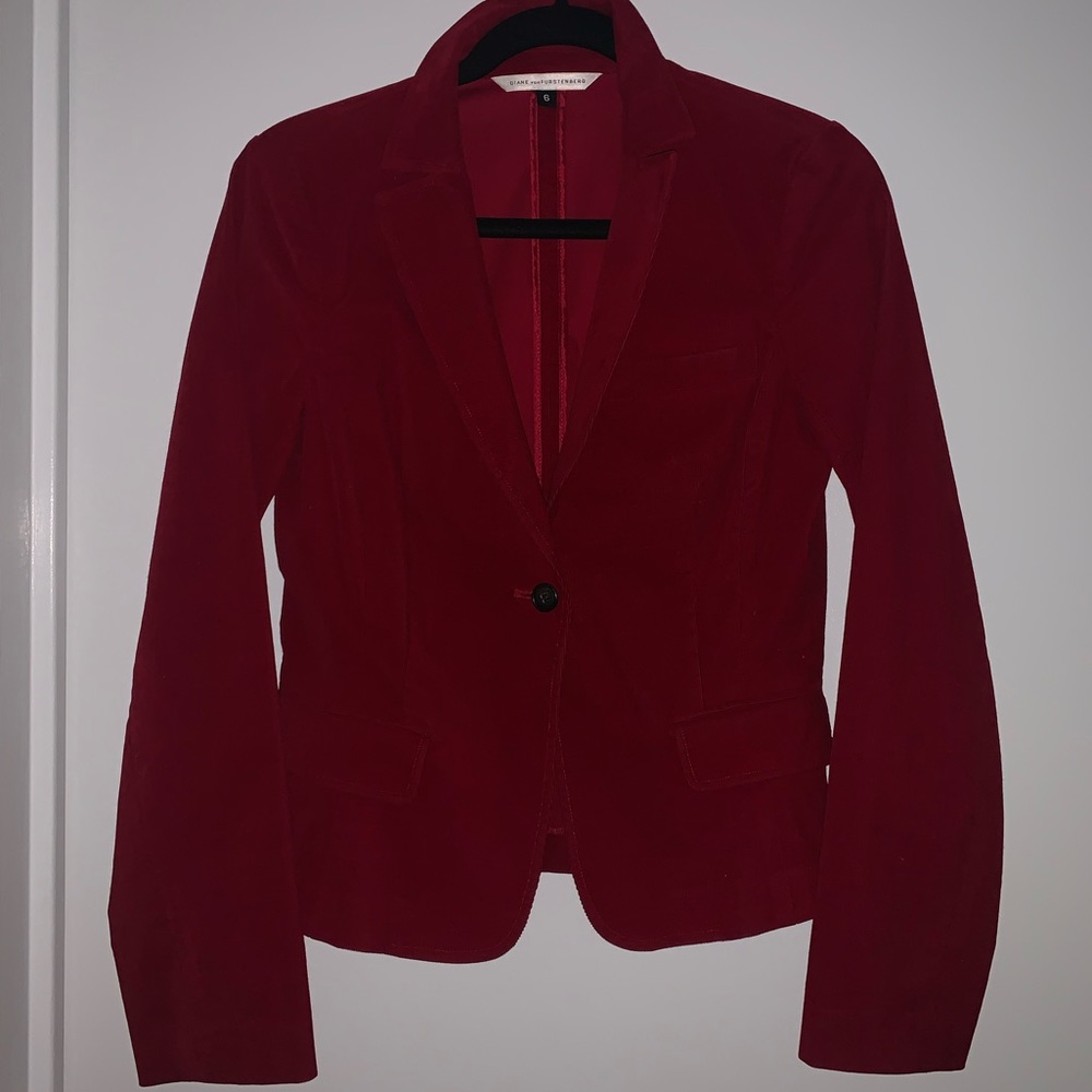 Diane Von furstenberg red corduroy blazer 6